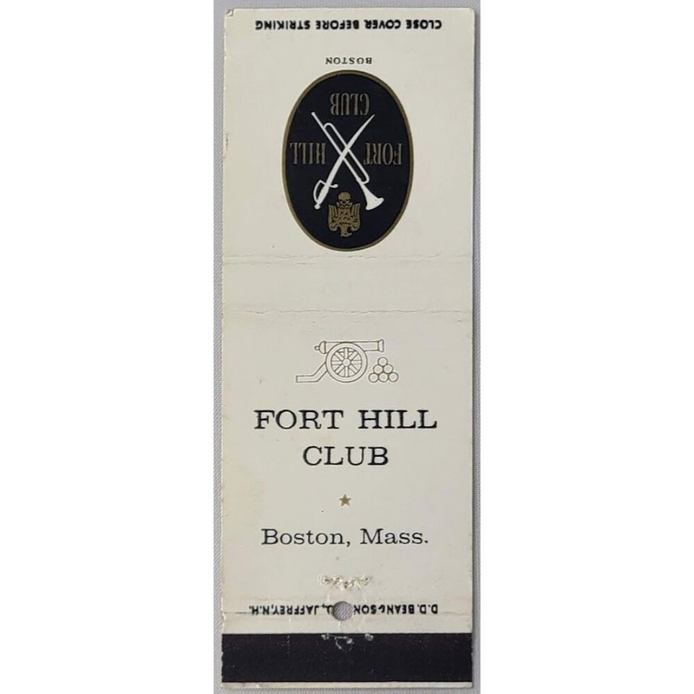 Vintage Front Strike Matchbook Cover Fort Hill Club Boston MA